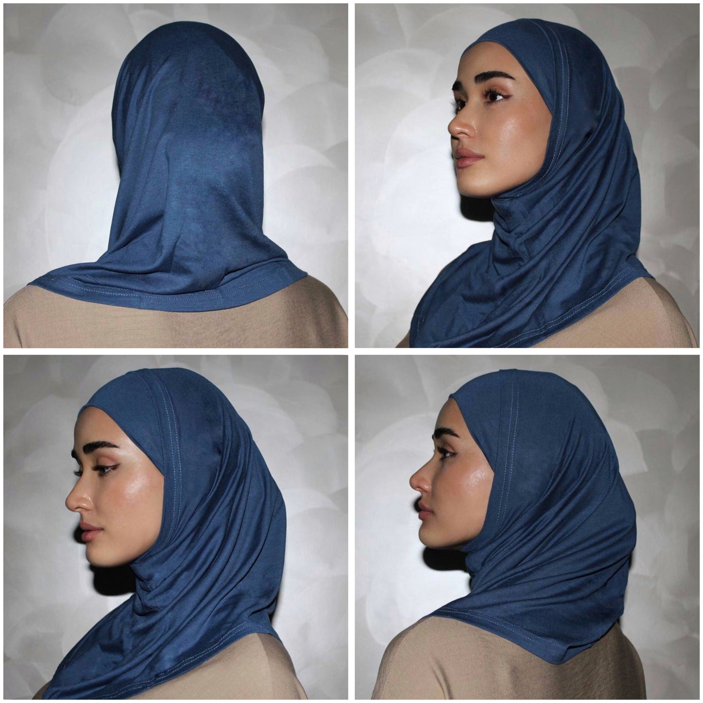 Two-Piece Hijab Set with Under Cap – No Pins Needed for Ultimate Comfort! — Blue