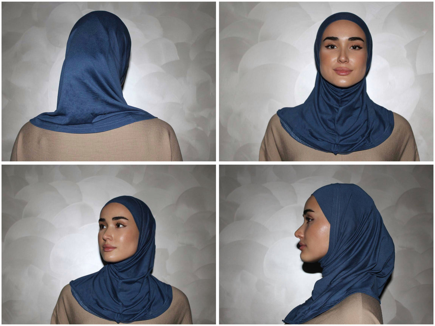 Two-Piece Hijab Set with Under Cap – No Pins Needed for Ultimate Comfort! — Blue