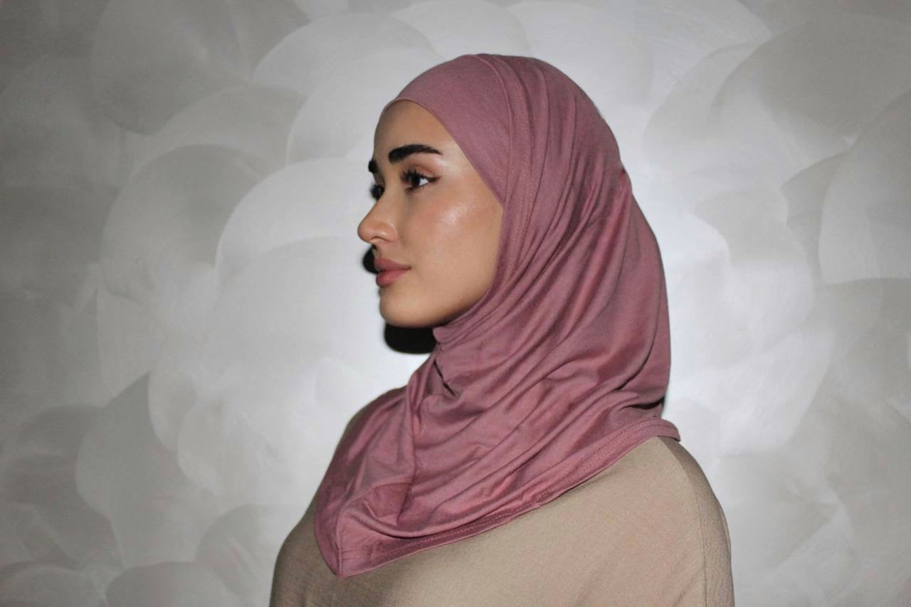 Two-Piece Hijab Set with Under Cap – No Pins Needed for Ultimate Comfort! — Pink