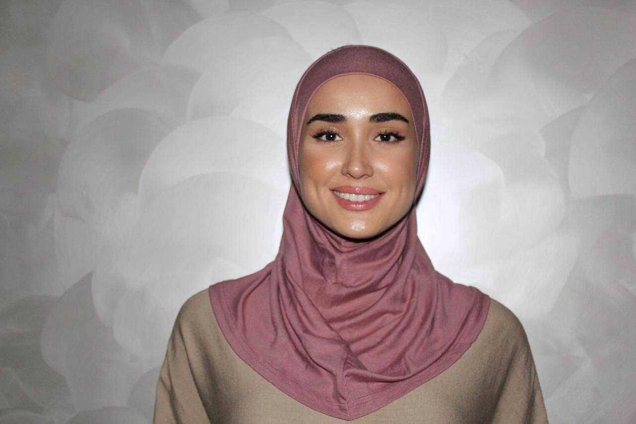 Two-Piece Hijab Set with Under Cap – No Pins Needed for Ultimate Comfort! — Pink