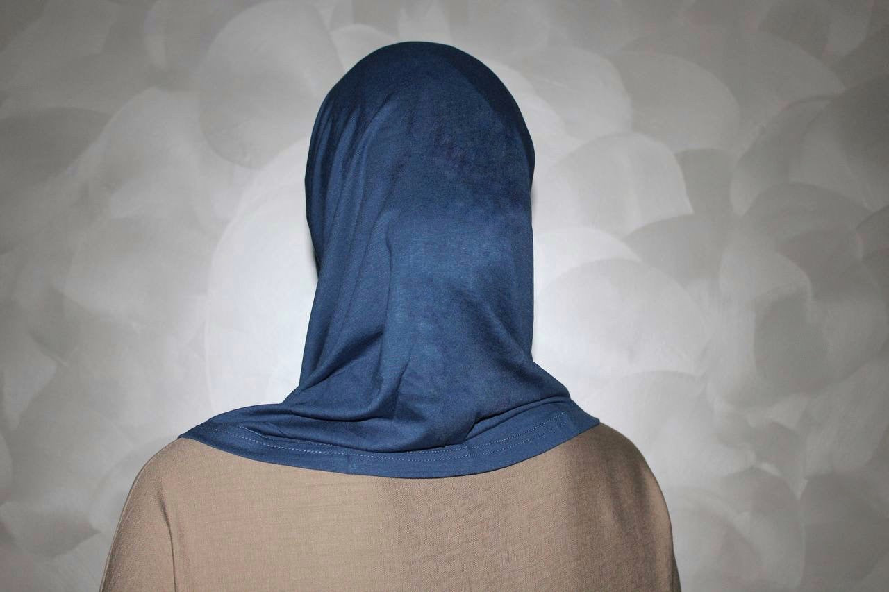Two-Piece Hijab Set with Under Cap – No Pins Needed for Ultimate Comfort! — Blue