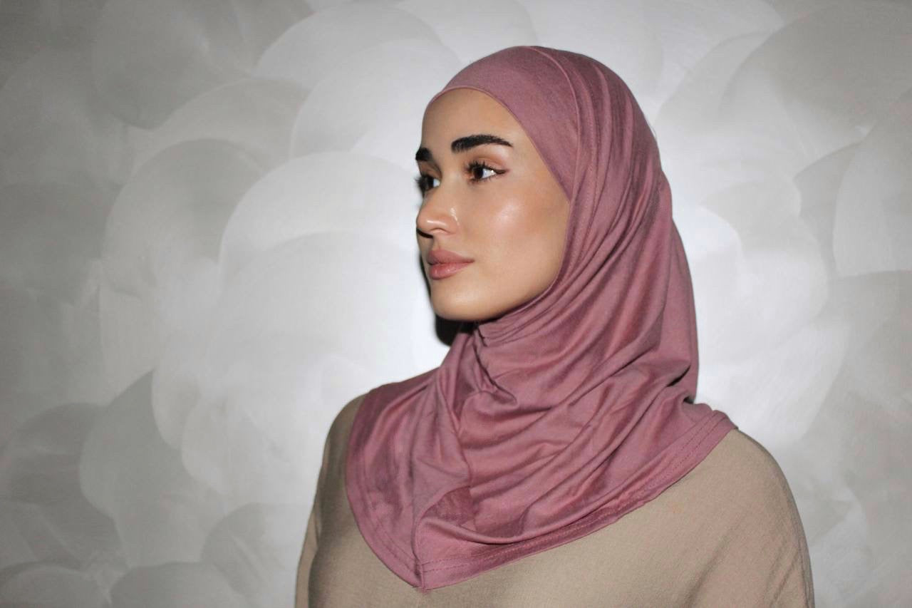 Two-Piece Hijab Set with Under Cap – No Pins Needed for Ultimate Comfort! — Pink