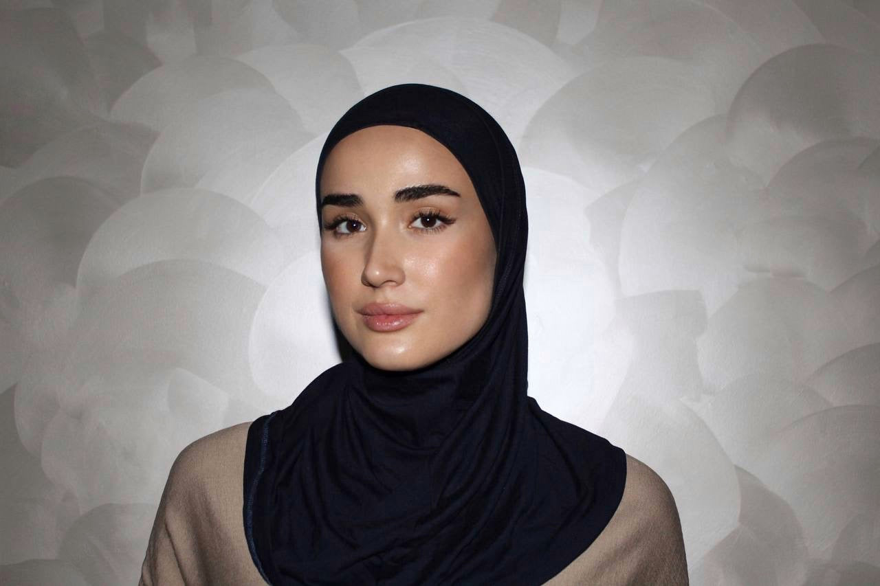 Two-Piece Hijab Set with Under Cap – No Pins Needed for Ultimate Comfort! — Black