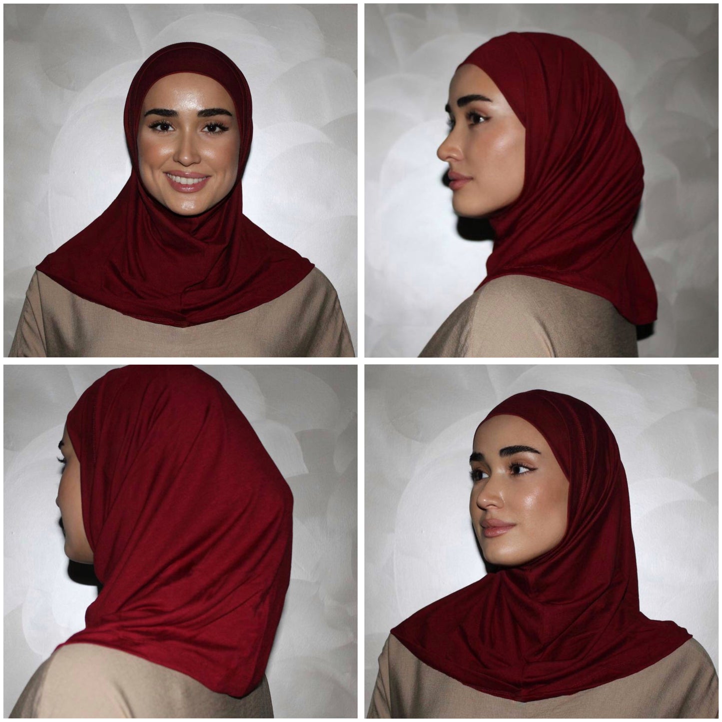 Two-Piece Hijab Set with Under Cap – No Pins Needed for Ultimate Comfort! — Red