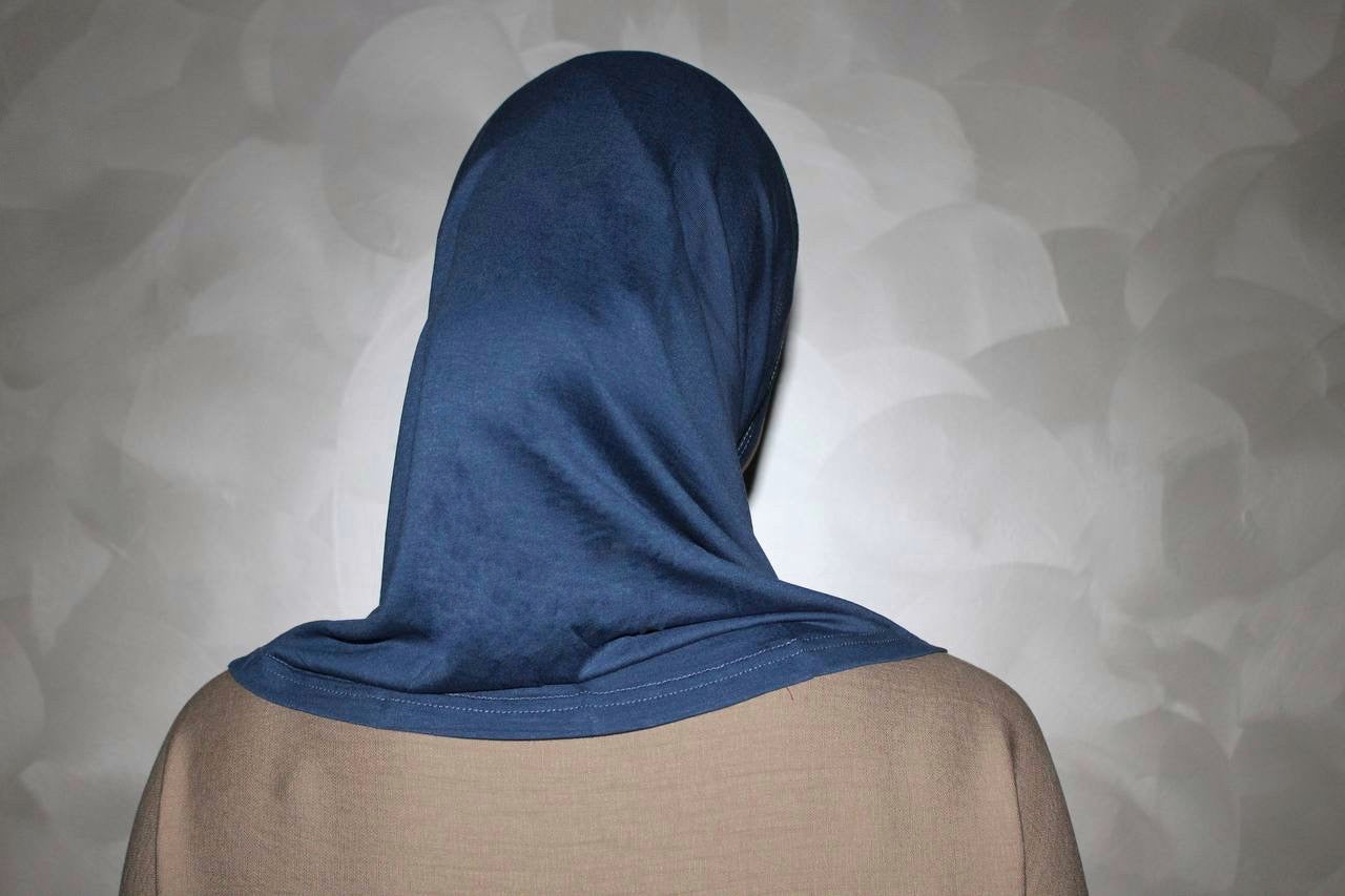 Two-Piece Hijab Set with Under Cap – No Pins Needed for Ultimate Comfort! — Blue
