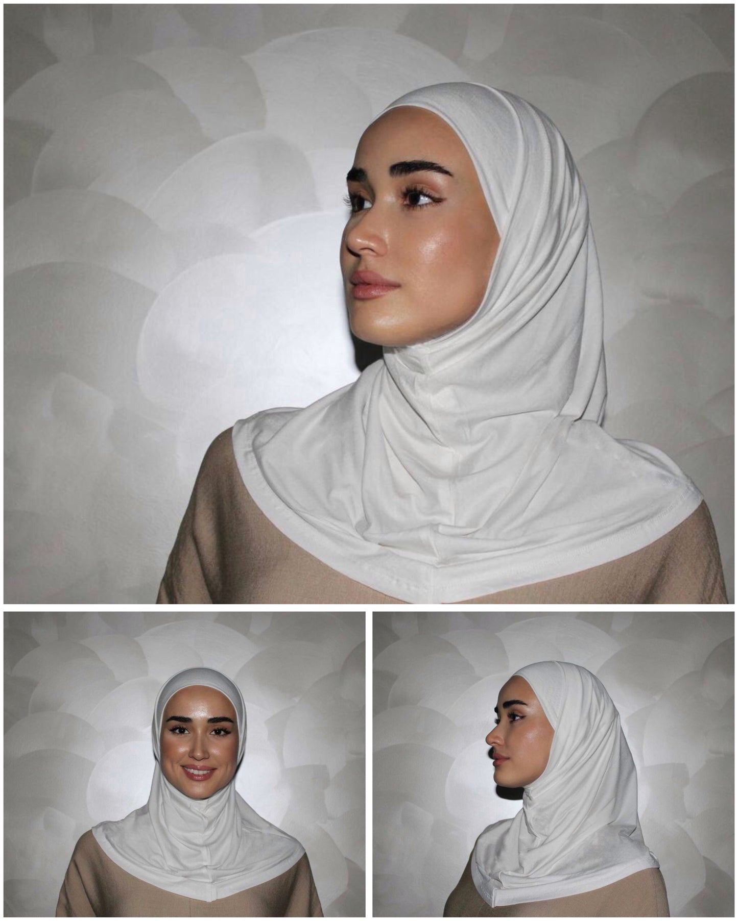 Two-Piece Hijab Set with Under Cap – No Pins Needed for Ultimate Comfort! — White
