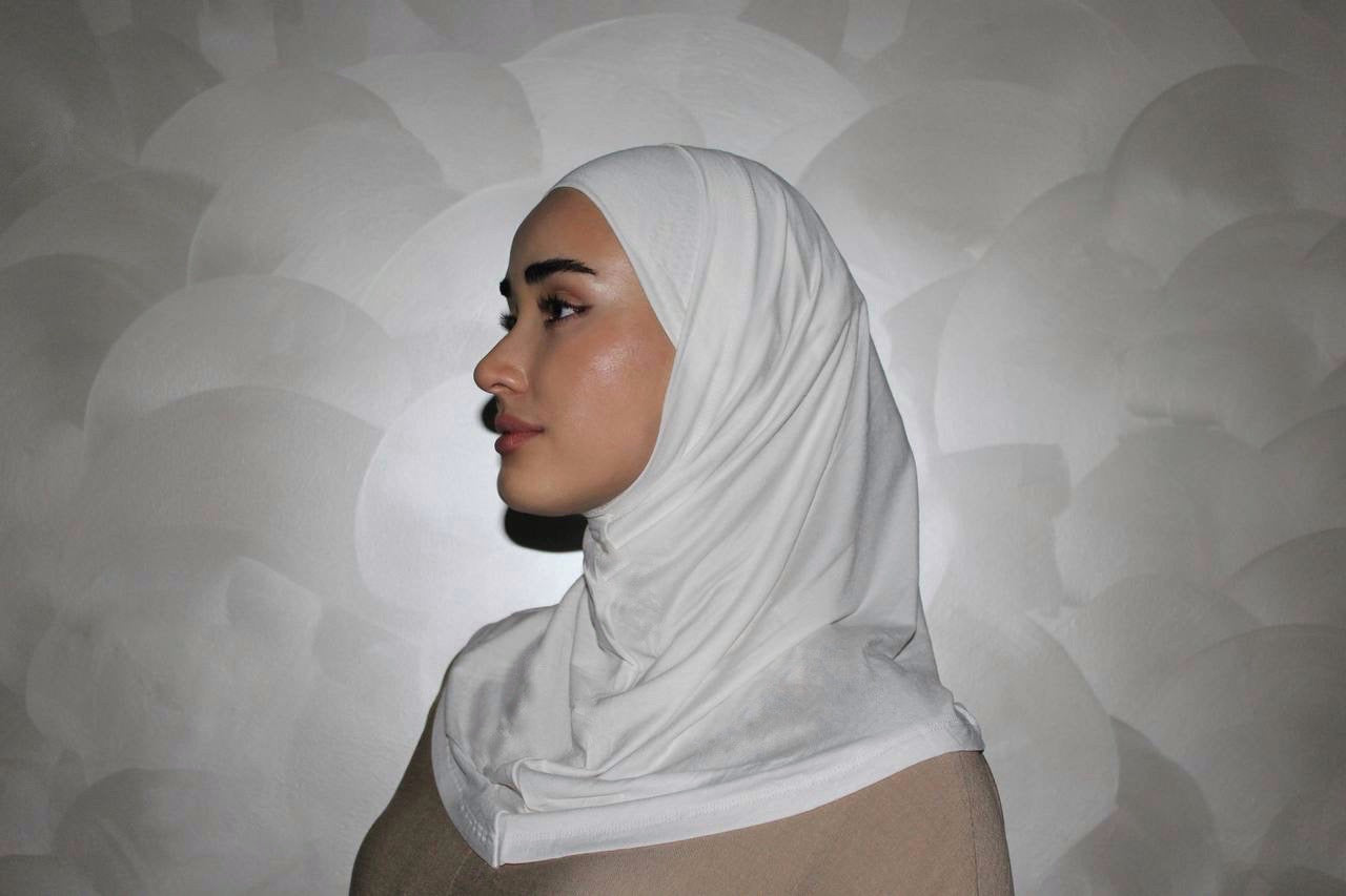 Two-Piece Hijab Set with Under Cap – No Pins Needed for Ultimate Comfort! — White